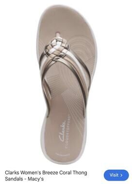 Clarks Breeze Coral H Shoes Women's Size 11 Beige Thong Sandals Cloudsteppers